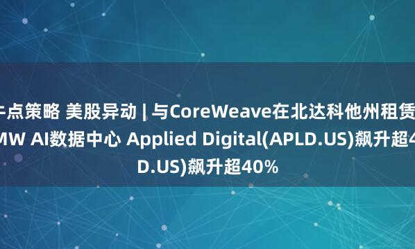 牛点策略 美股异动 | 与CoreWeave在北达科他州租赁250MW AI数据中心 Applied Digital(APLD.US)飙升超40%