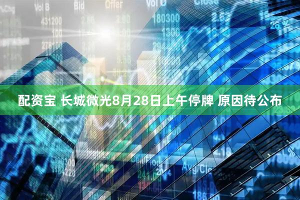 配资宝 长城微光8月28日上午停牌 原因待公布
